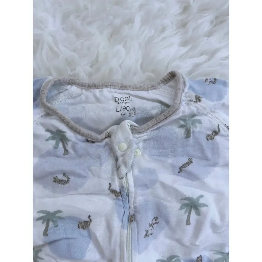 Nest Design Sleep Sack White Blue Palm-Print